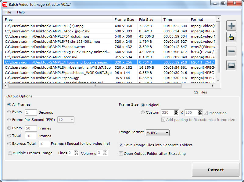 Windows 7 Batch Video To Image Extractor 0.1.7 full