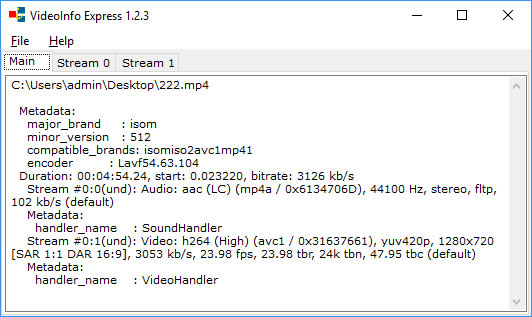 VideoInfo Express screenshot VideoInfo Express screenshot